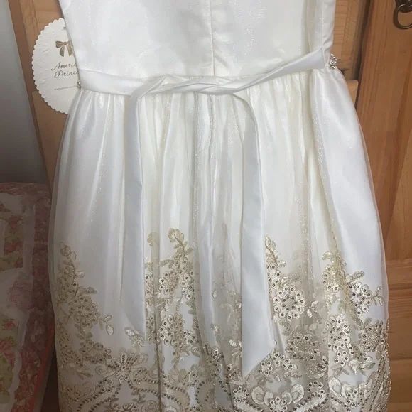 NWT gold lace sparkle flower girl communion dress - Picture 12 of 16